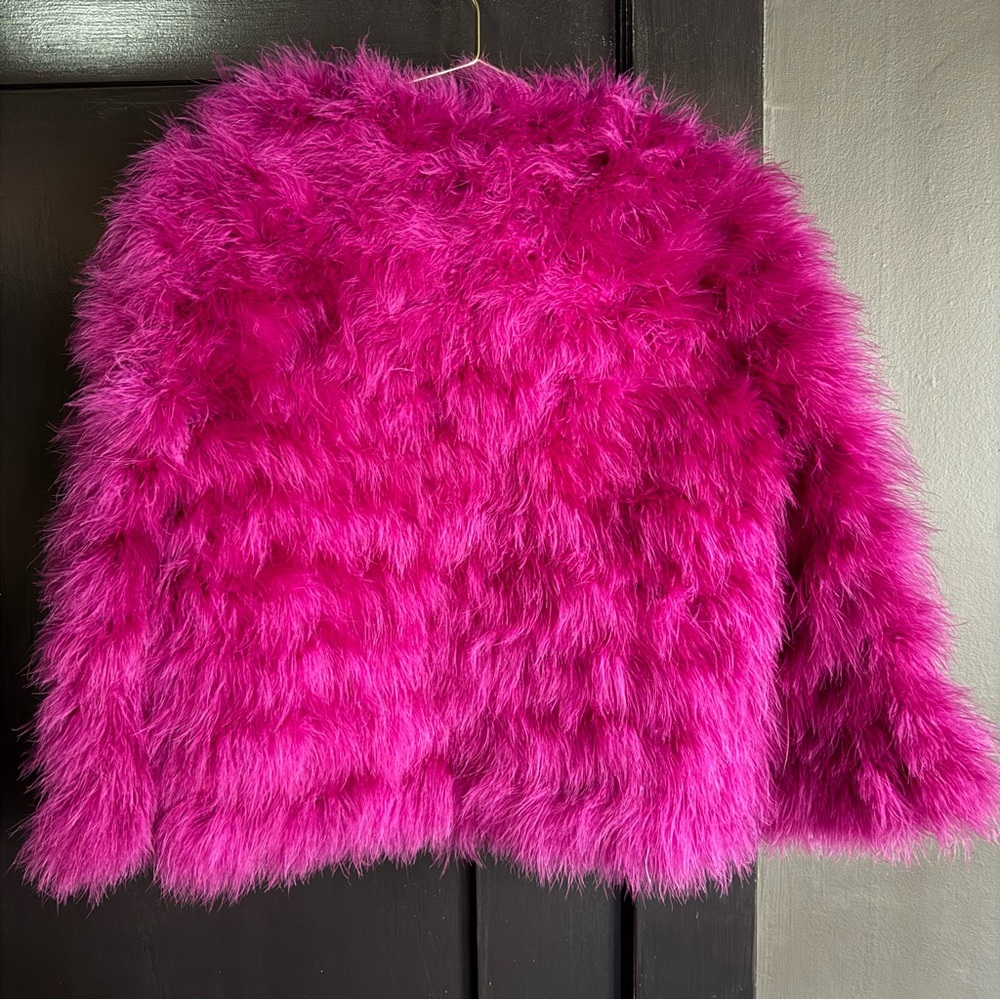 Fuchsia Feather Statement Jacket | Size 10 - Picture 3 of 9